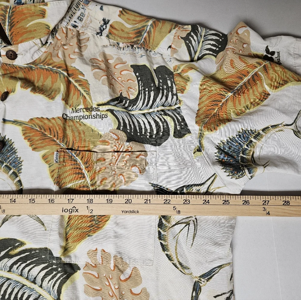 John Severson XL Tropical Leaf‎ Print Men's Shirt Mercedes Championship